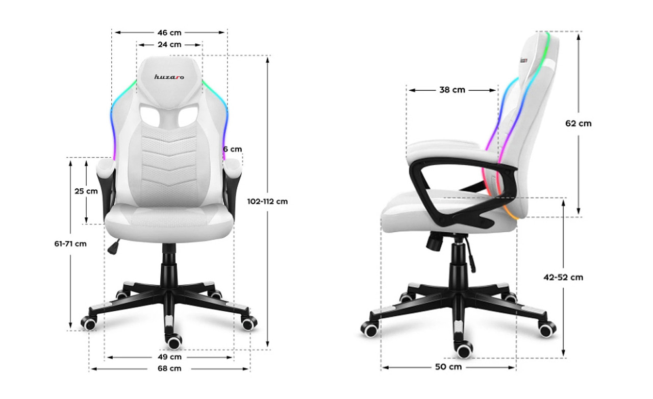 Fotel gamingowy Huzaro Force 2.5 RGB WHITE MESH - zdjęcie 11