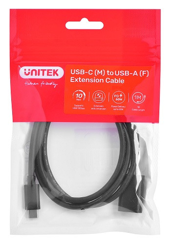 UNITEK KABEL ADAPTER USB-C-USB-A,M/F 10GBPS 60W 1M - zdjęcie 1