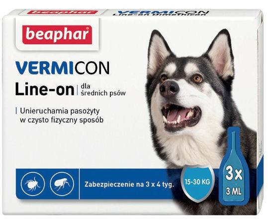 BEAPHAR VERMIcon Line-on Dog M - krople przeciw pasożytom dla psa - 3x3 ml - zdjęcie 1