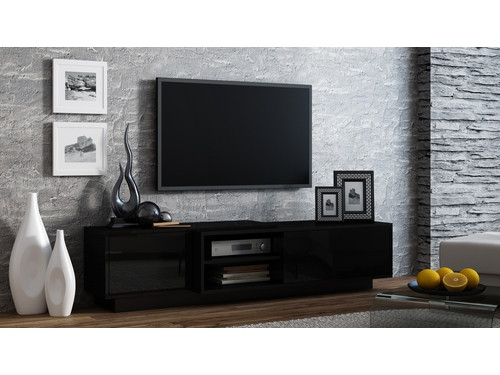 Szafka RTV SIGMA1 180 czarny/czarny połysk - zdjęcie 1