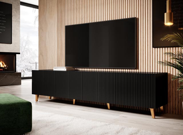 Szafka RTV PAFOS 200x40x52 czarny mat - zdjęcie 6