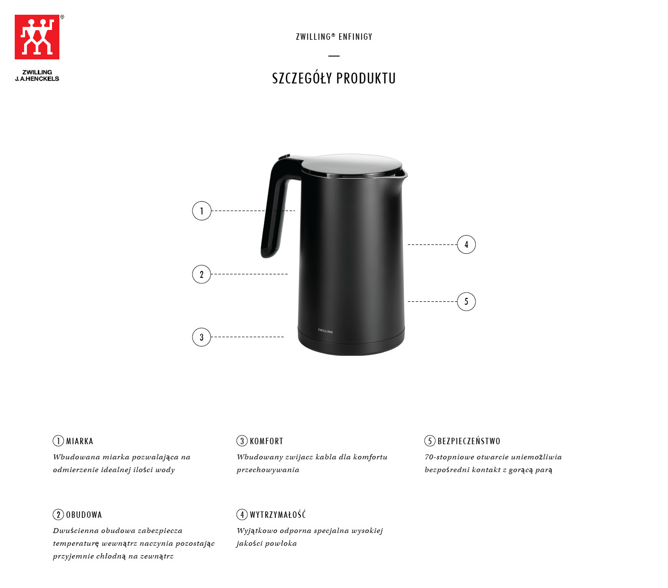 Czajnik elektryczny ZWILLING Enfinigy 53105-001-0 - czarny 1 ltr - zdjęcie 1