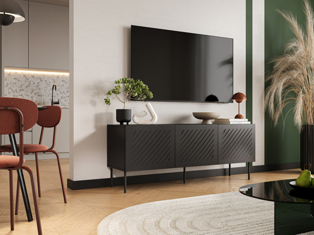 Szafka RTV SIENA 150,5x40x60 czarny mat - zdjęcie 1