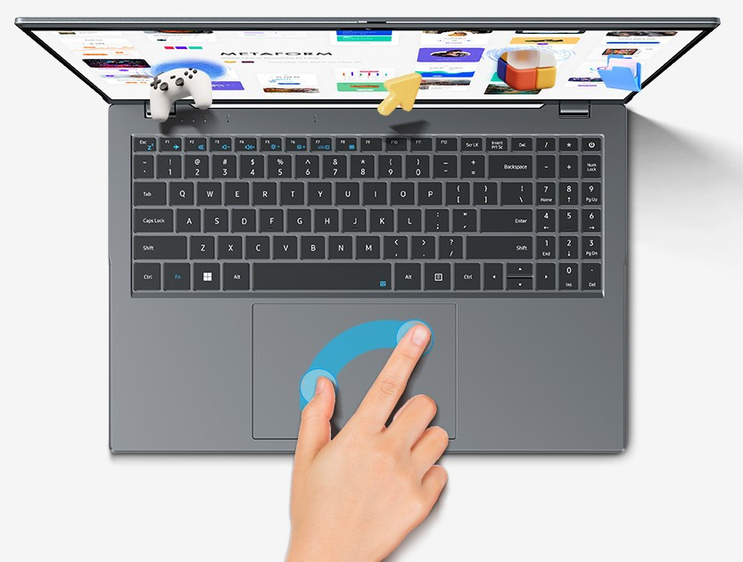 Laptop Chuwi GemiBook-Plus-K2 N150/15.6" FHD (1920x1080) AntiGlare/16GB/SSD 512GB/BT/LAN/Win 11 Gray - zdjęcie 4