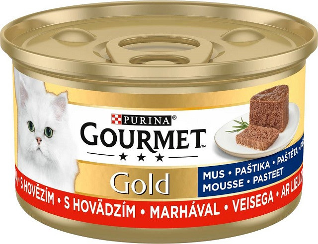 PURINA Gourmet Gold Mus z wołowiną - mokra karma dla kota - 85 g - zdjęcie 1