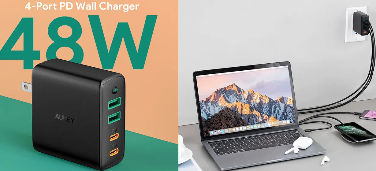 AUEKY PA-D5 ŁADOWARKA SIECIOWA 63W 2XUSB PD 3.0 - zdjęcie 1