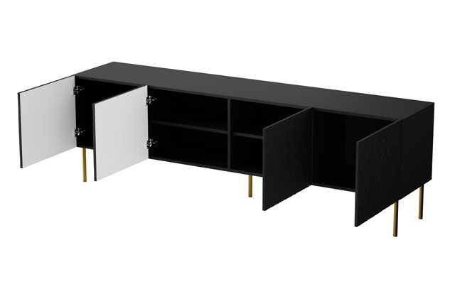 Szafka RTV JUNGLE 190x40,5x59,5 czarny mat + złote nóżki - zdjęcie 2