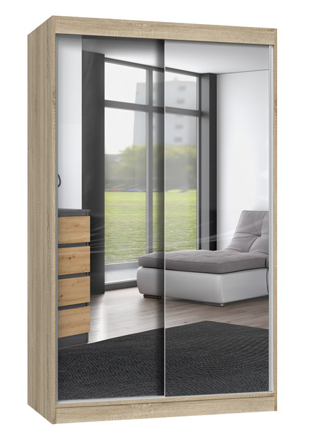 Szafa z drzwiami przesuwnymi z 2 lustrami IGA 120x61xH200 sonoma - zdjęcie 2