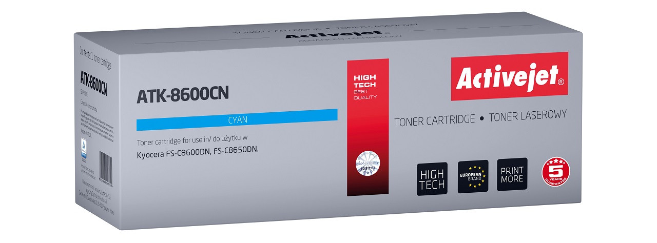 Activejet ATK-8600CN Toner do drukarek Kyocera; Zamiennik Kyocera TK-8600C; Supreme; 20000 stron; błękitny - zdjęcie 6
