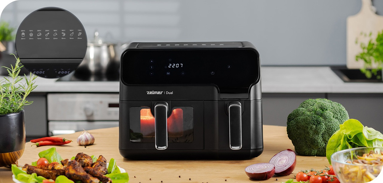 FRYTOWNICA ZAF 9000 5,5L + 3,5L 2700W AIR FRYER - zdjęcie 5