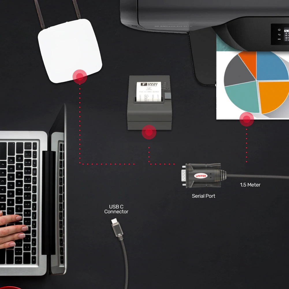 UNITEK ADAPTER USB-C - 1X RS-232, Y-1105K - zdjęcie 1
