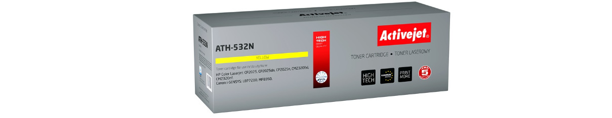 Activejet ATH-532N Toner do drukarek HP, Canon, Zamiennik HP 304A CC532A, Canon CRG-718Y; Supreme; 3200 stron; żółty. - zdjęcie 6