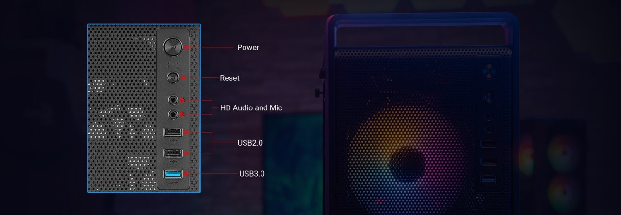 OBUDOWA AEROCOOL PGS CS-109-G-BK-v1 FRGB czarna - zdjęcie 6