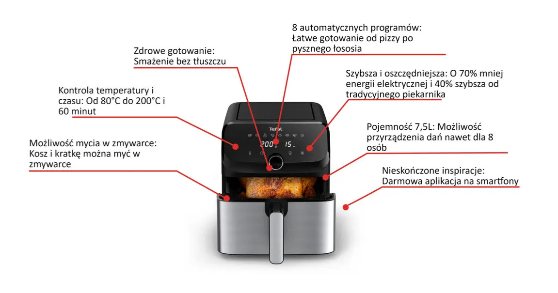 Frytkownica beztłuszczowa TEFAL EY855D10 - zdjęcie 14