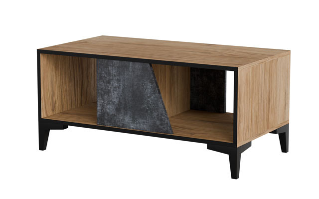 Stolik kawowy/ława OVO 90x50xH39 dąb/beton - zdjęcie 2
