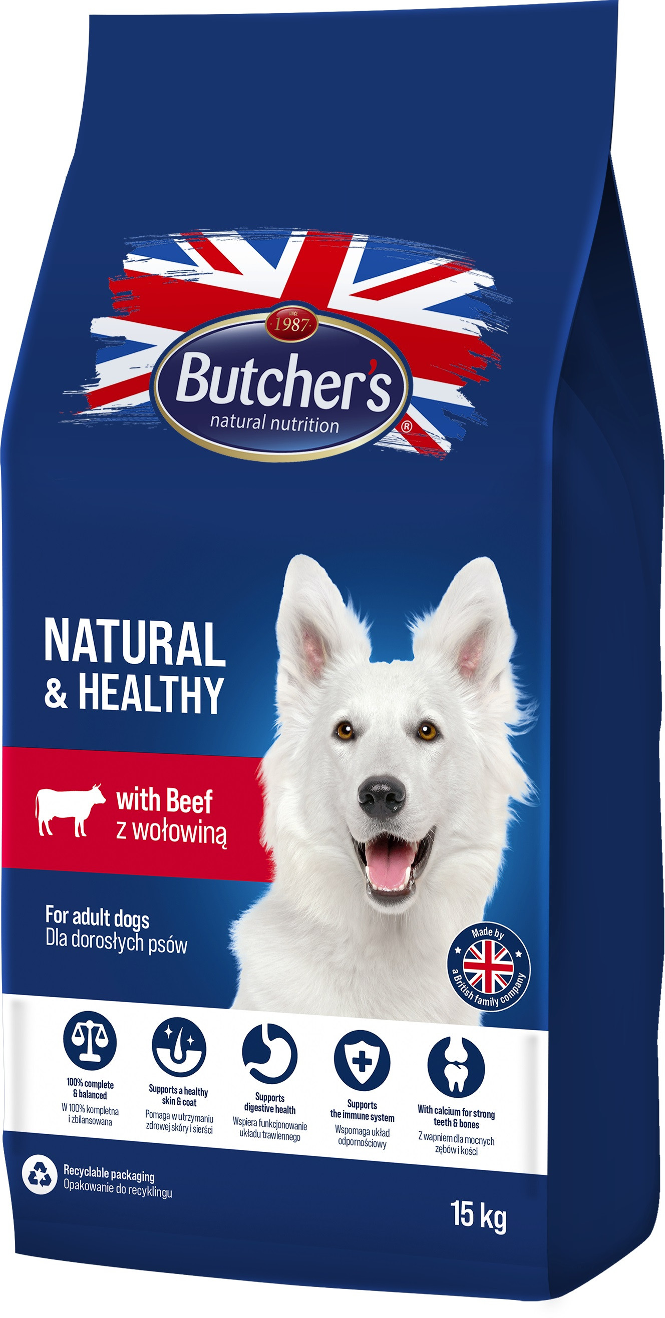 BUTCHER'S Natural&Healthy z wołowiną - sucha karma dla psa - 2x15kg - zdjęcie 1