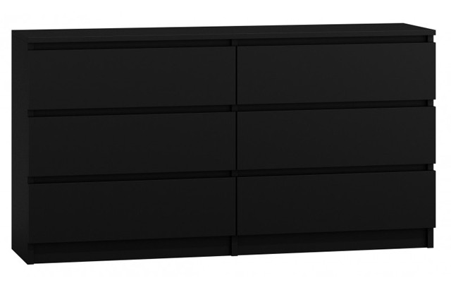 M6 MALWA KOMODA 140CM 6 SZUFLAD CZARNY - zdjęcie 1