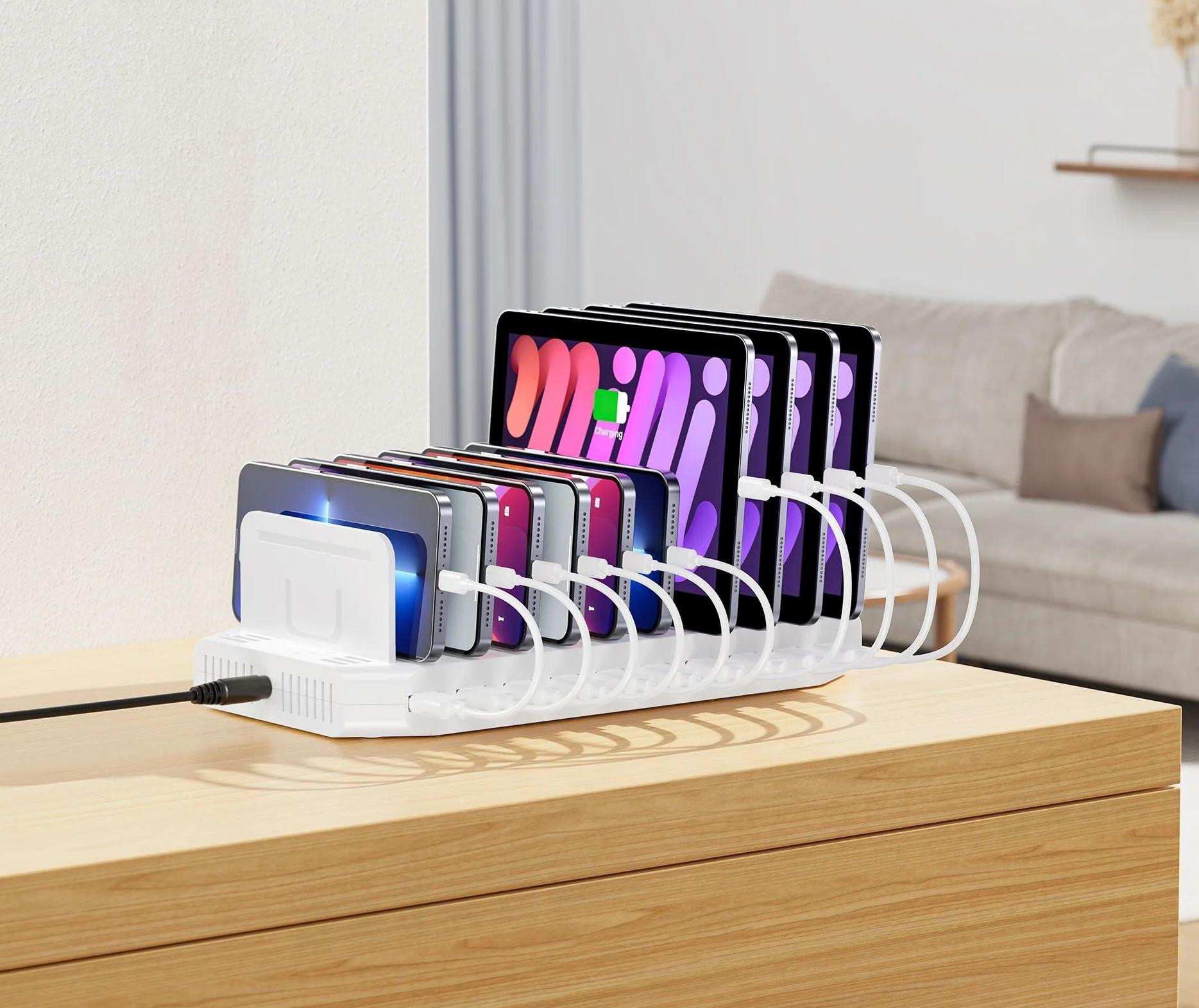UNITEK STACJA ŁADUJĄCA 10X USB 2.4A 60W BIAŁA - zdjęcie 1