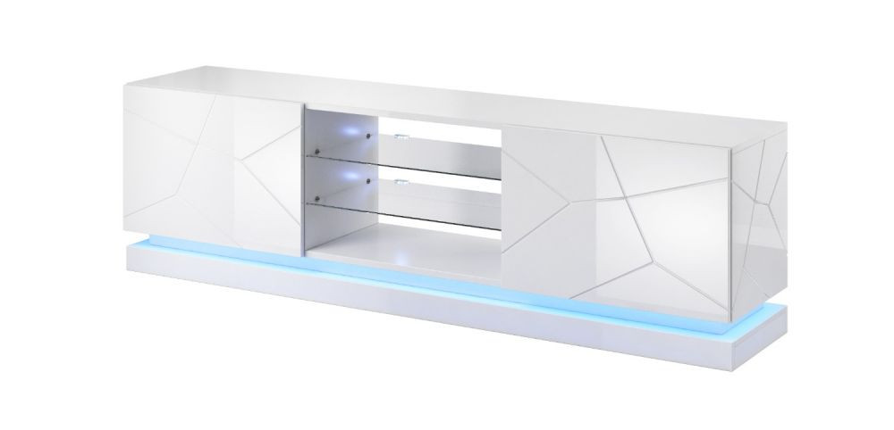 Szafka RTV QIU 200 MDF biały połysk/ biały połysk - zdjęcie 2
