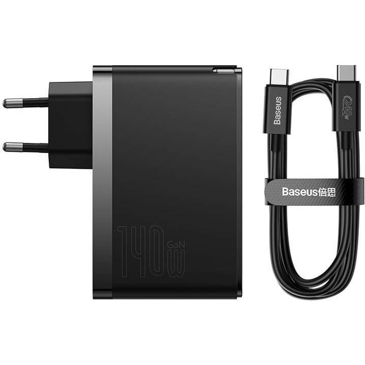 BASEUS ŁADOWARKA SIECIOWA 2X USB-C + USB (CZARNA) - zdjęcie 1
