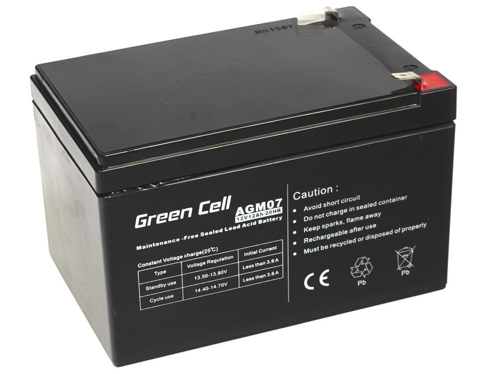 GREEN CELL AKUMULATOR ŻELOWY AGM07 12V 12AH - zdjęcie 1