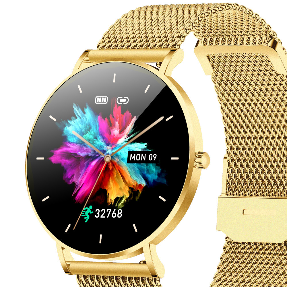 Smartwatch zegarek damski Alexa Lux Gold + różowy pasek - zdjęcie 3