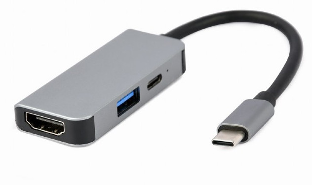 GEMBIRD MULTI ADAPTER USB TYP-C 3W1 SREBRNY - zdjęcie 1