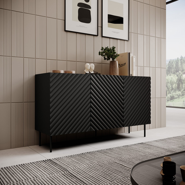 Komoda 3D2SZ ONDA 150x45x85 czarny - zdjęcie 1