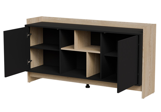 Komoda PORTO 2D 150x38x77 dąb/czarny - zdjęcie 3