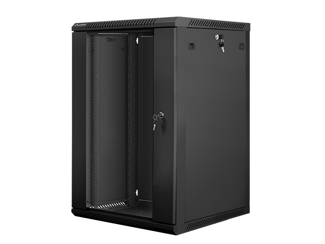 Lanberg szafa instalacyjna wisząca 19'' 18U 600x600mm czarna (drzwi szklane) - zdjęcie 1