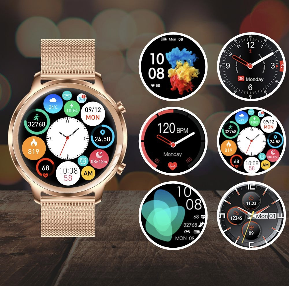 Smartwatch damski Manta Kelly złoty stalowy - zdjęcie 4