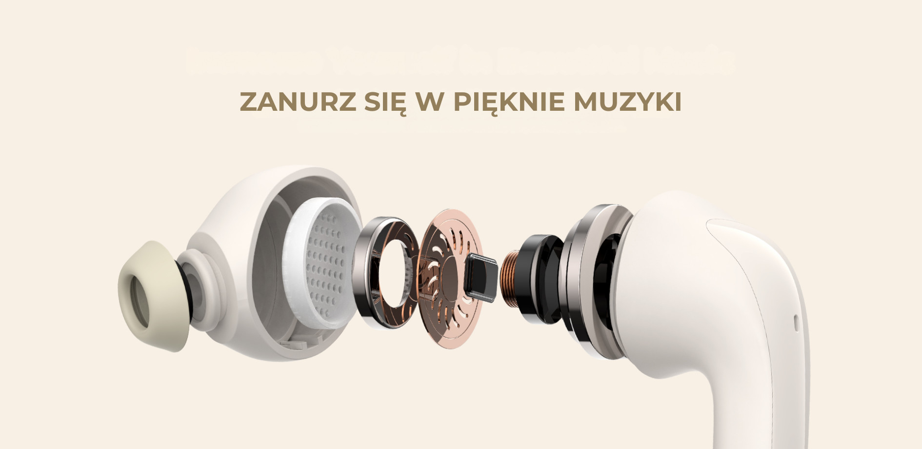 Słuchawki Bluetooth Havit Modern Buds (beżowy) - zdjęcie 2