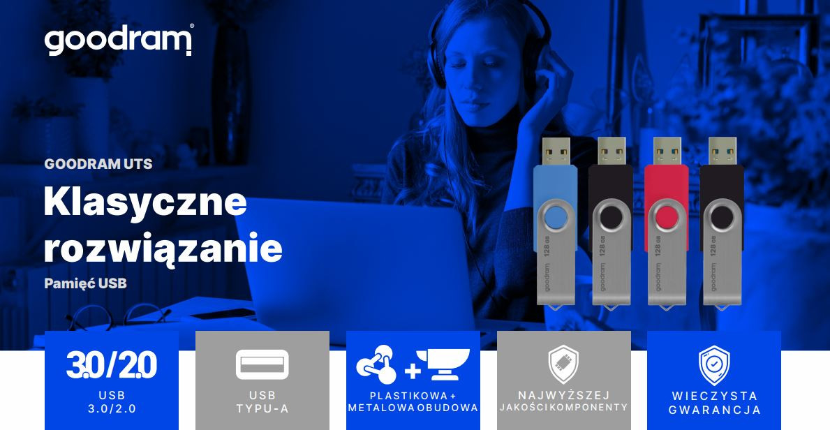 Pendrive Goodram UTS 16GB USB 2.0 czarny - zdjęcie 1