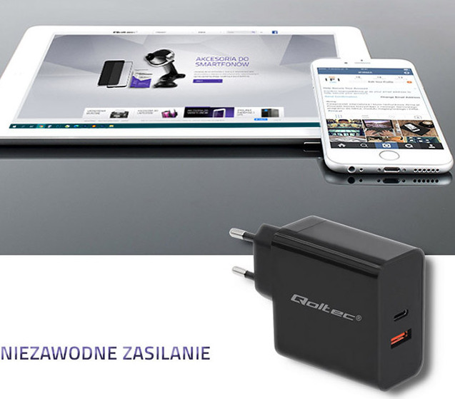 QOLTEC ŁADOWARKA SIECIOWA 63W | 5-20V | 1.5-3A - zdjęcie 1