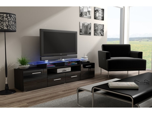 Szafka RTV EVORA 200 wenge/czarny połysk - zdjęcie 1