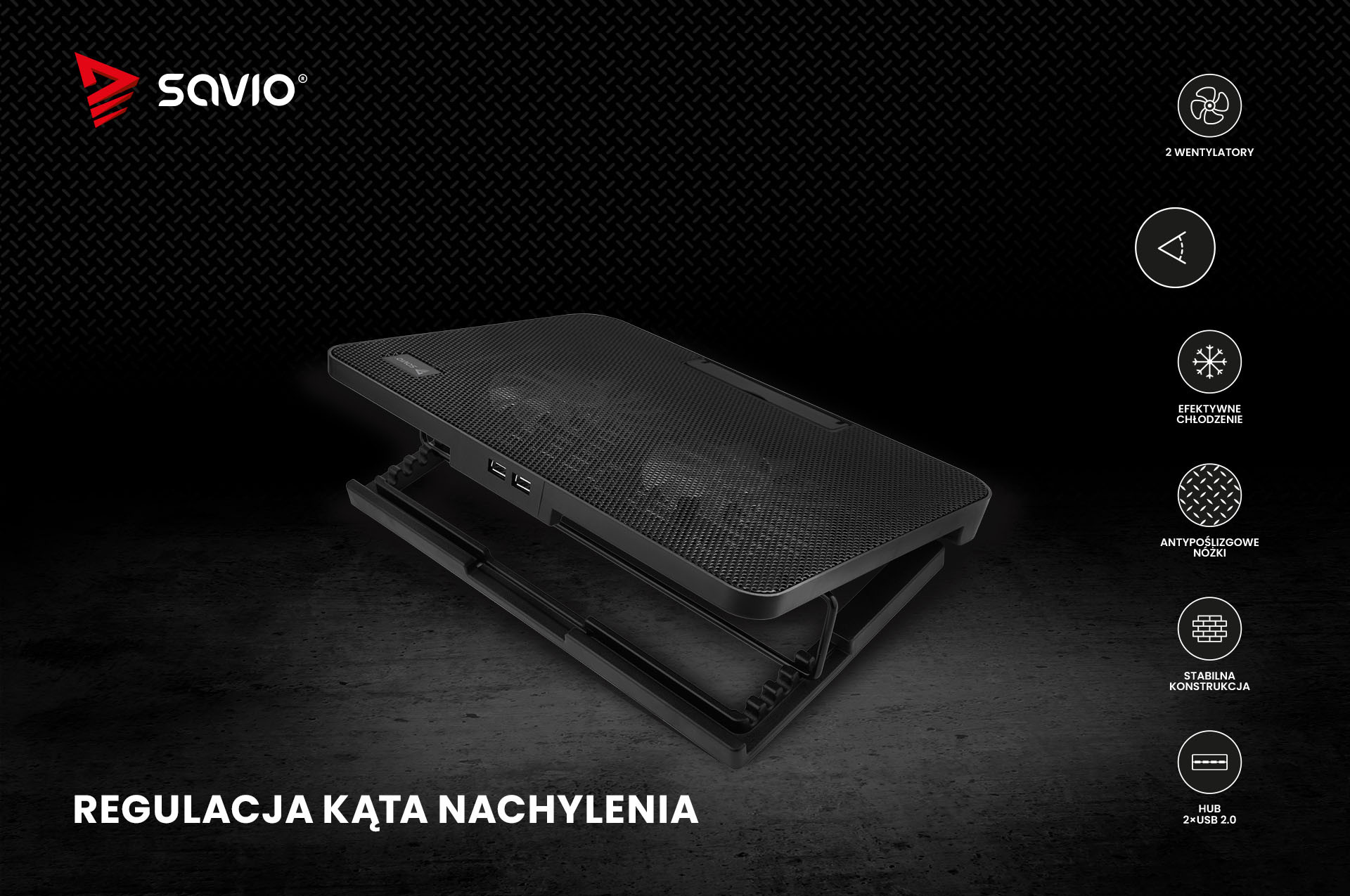 SAVIO PODSTAWKA CHŁODZĄCA POD LAPTOP COS-02 - zdjęcie 3