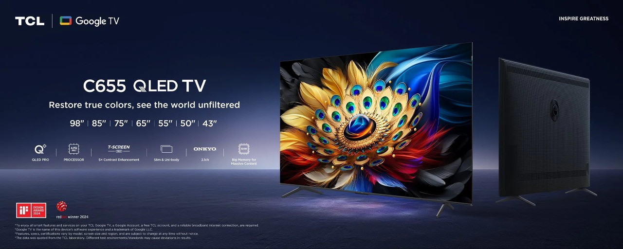 Telewizor TCL 43C655 QLED 43'' 4K Ultra HD Google TV Dolby Atmos DVB-T2 Czarny - zdjęcie 1