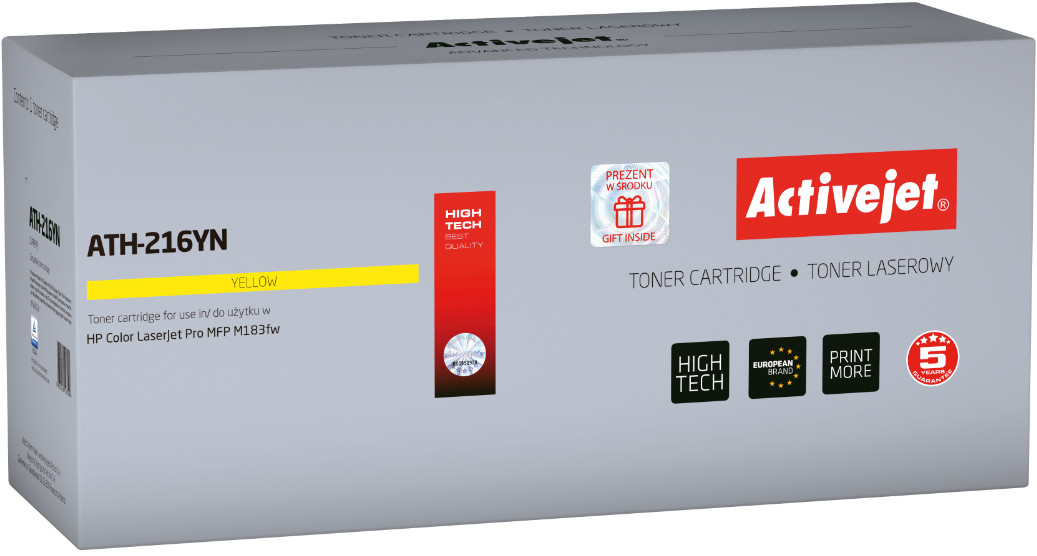 Activejet ATH-216YN Toner do drukarki HP, Zamiennik HP 216A W2412A; Supreme; 850 stron; Żółty, z chipem - zdjęcie 1