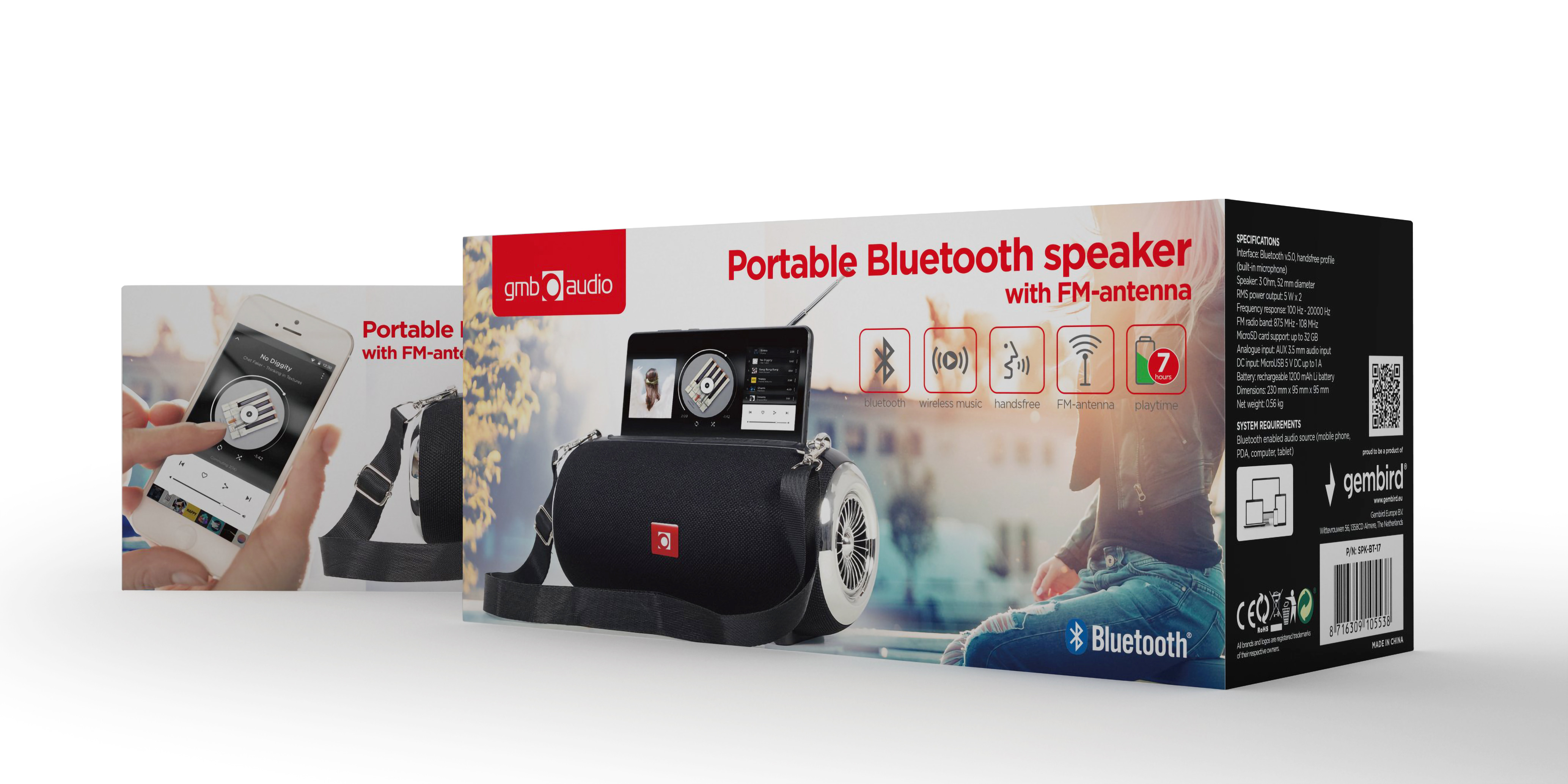 GEMBIRD PRZENOŚNY GŁOŚNIK BLUETOOTH Z RADIEM CZARN - zdjęcie 6