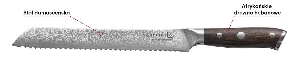 Nóż do chleba Kohersen Elegance Ebony Wood 22,9cm - zdjęcie 3