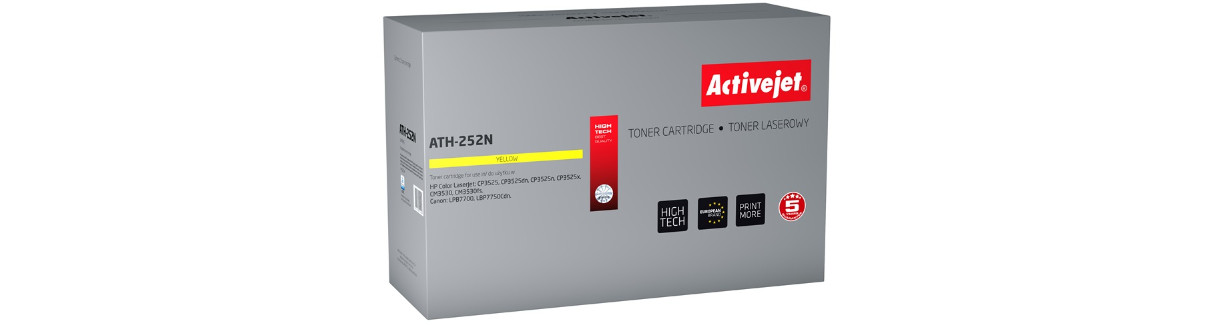 Activejet ATH-252N Toner do drukarek HP, Canon, Zamiennik HP 504A CE252A, Canon CRG-723Y; Supreme; 7000 stron; żółty. - zdjęcie 6
