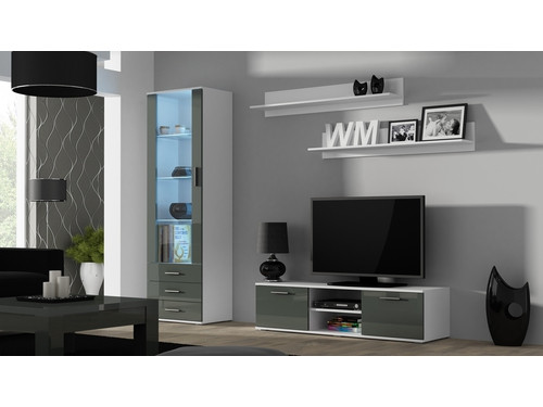 Szafka RTV SOHO 180 biały/ szary połysk - zdjęcie 2