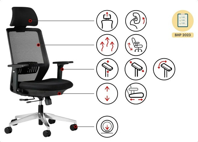 Ergonomiczny fotel biurowy SPECTRUM czarny - zdjęcie 2