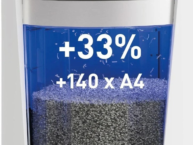 LEITZ Niszczarka IQ OptiMax Office 35 L, P-5, Ścinki 2x15, Automatyczny Start/Stop, Funkcja cofania, Obrotowy pojemnik - 33% większa pojemność na ścinki - zdjęcie 2