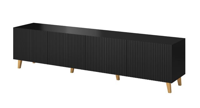 Szafka RTV PAFOS 200x40x52 czarny mat - zdjęcie 1