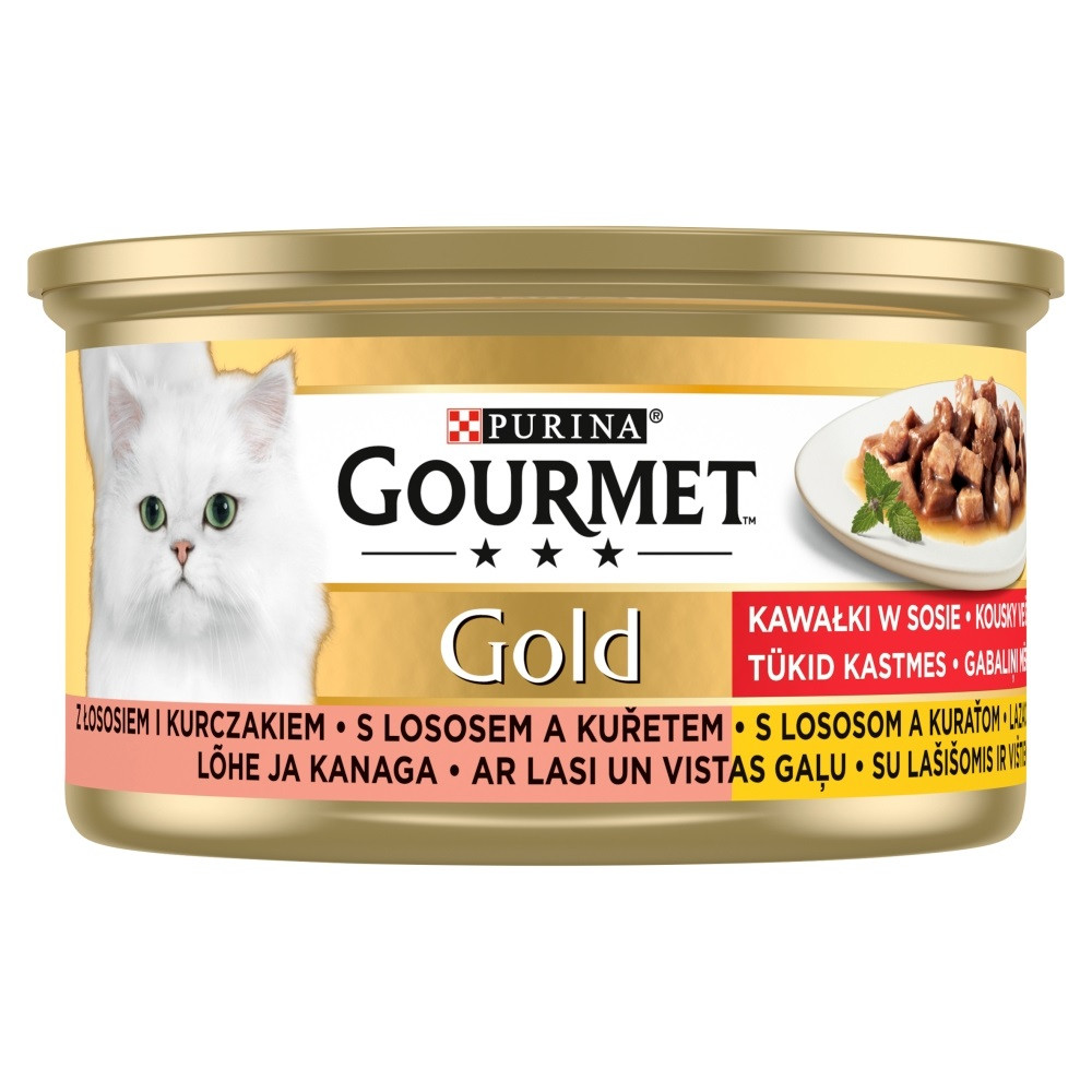 GOURMET GOLD Łosoś i kurczak w sosie mokra karma dla kota - puszka - 85 g - zdjęcie 1