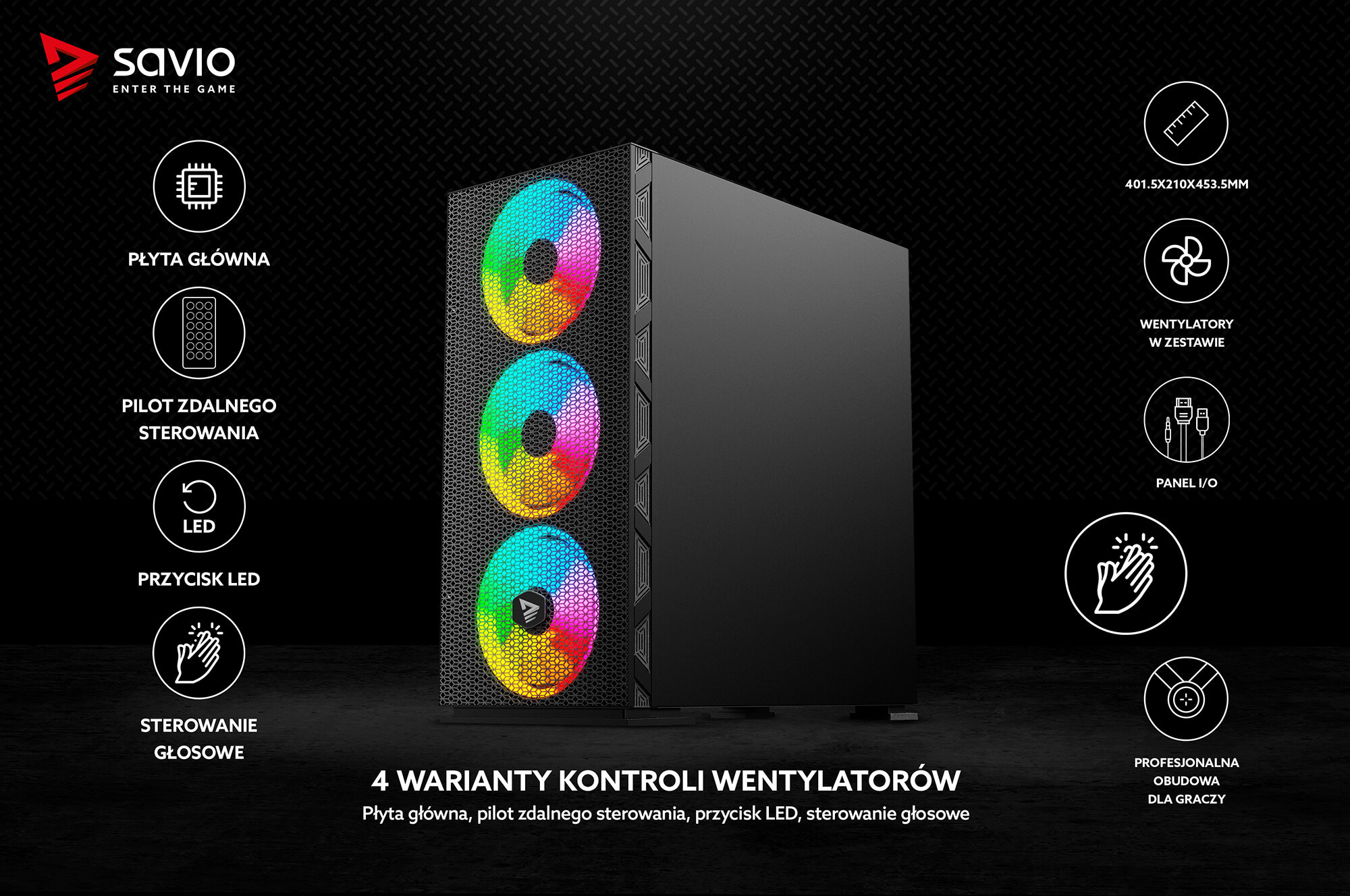 SAVIO OBUDOWA PC RAPTOR X1 ARGB SAVGC-RAPTORX1 - zdjęcie 4