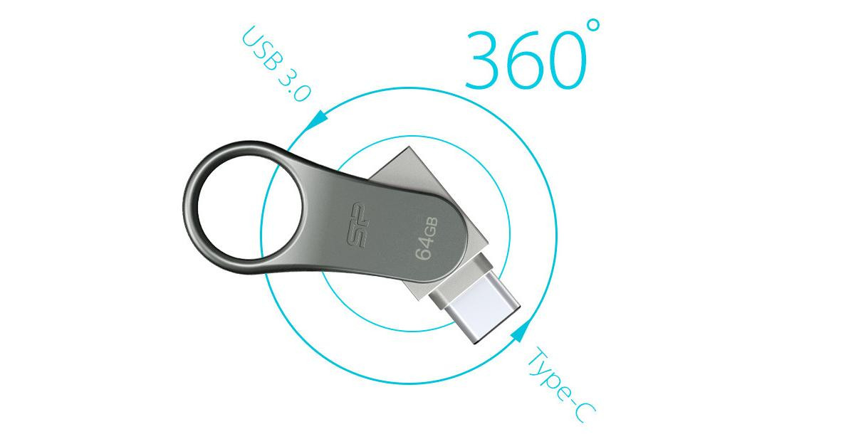 Silicon Power Mobile C80 32GB USB 3.1/Type-C Silver - zdjęcie 4