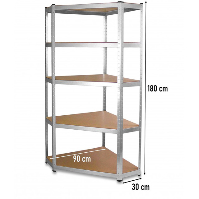 REGAŁ MAGAZYNOWY NAROŻNY METALOWY GC9030 30cm - zdjęcie 4