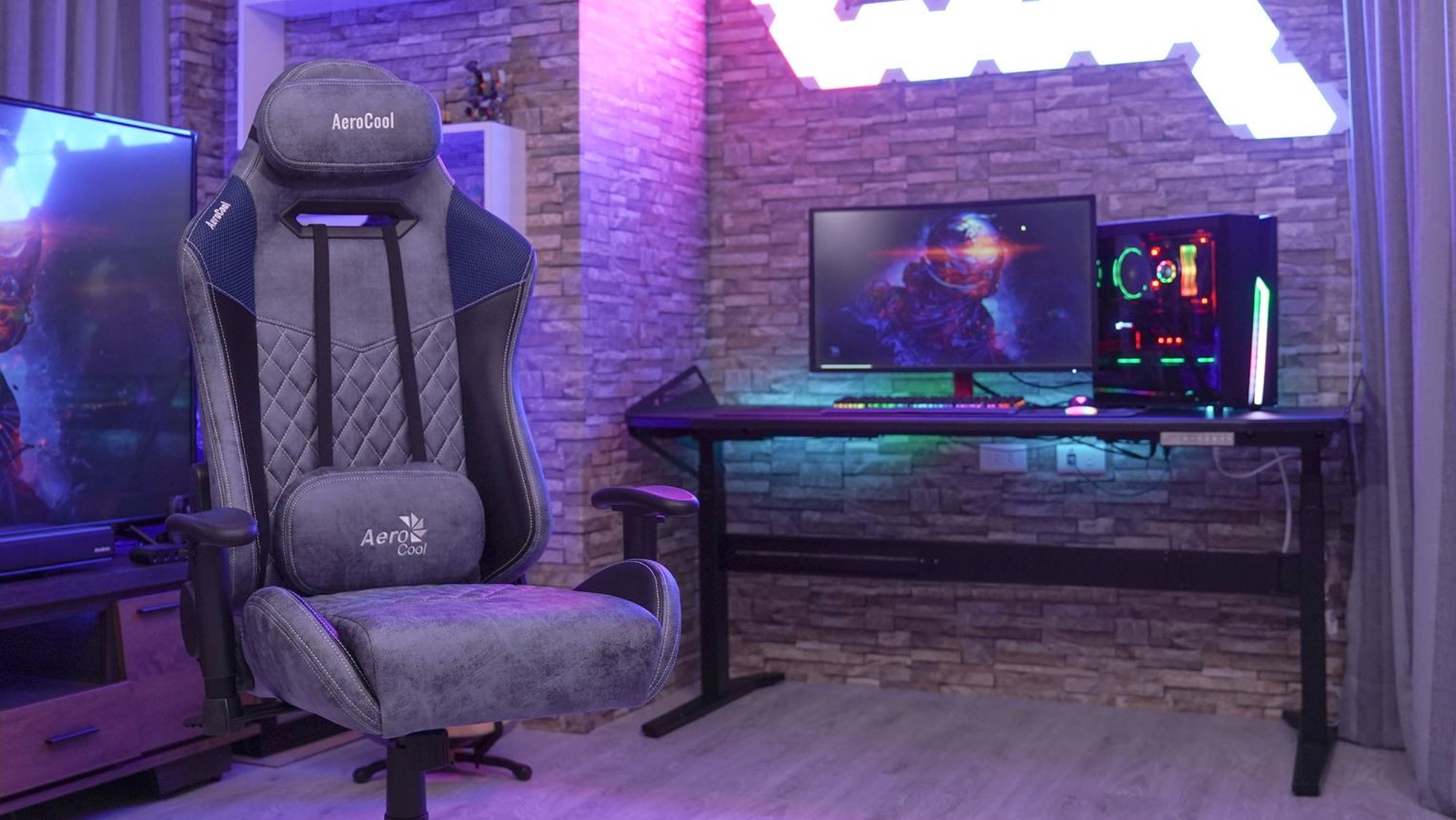 FOTEL AEROCOOL AC-280 DUKE Czarno-niebieski - zdjęcie 1